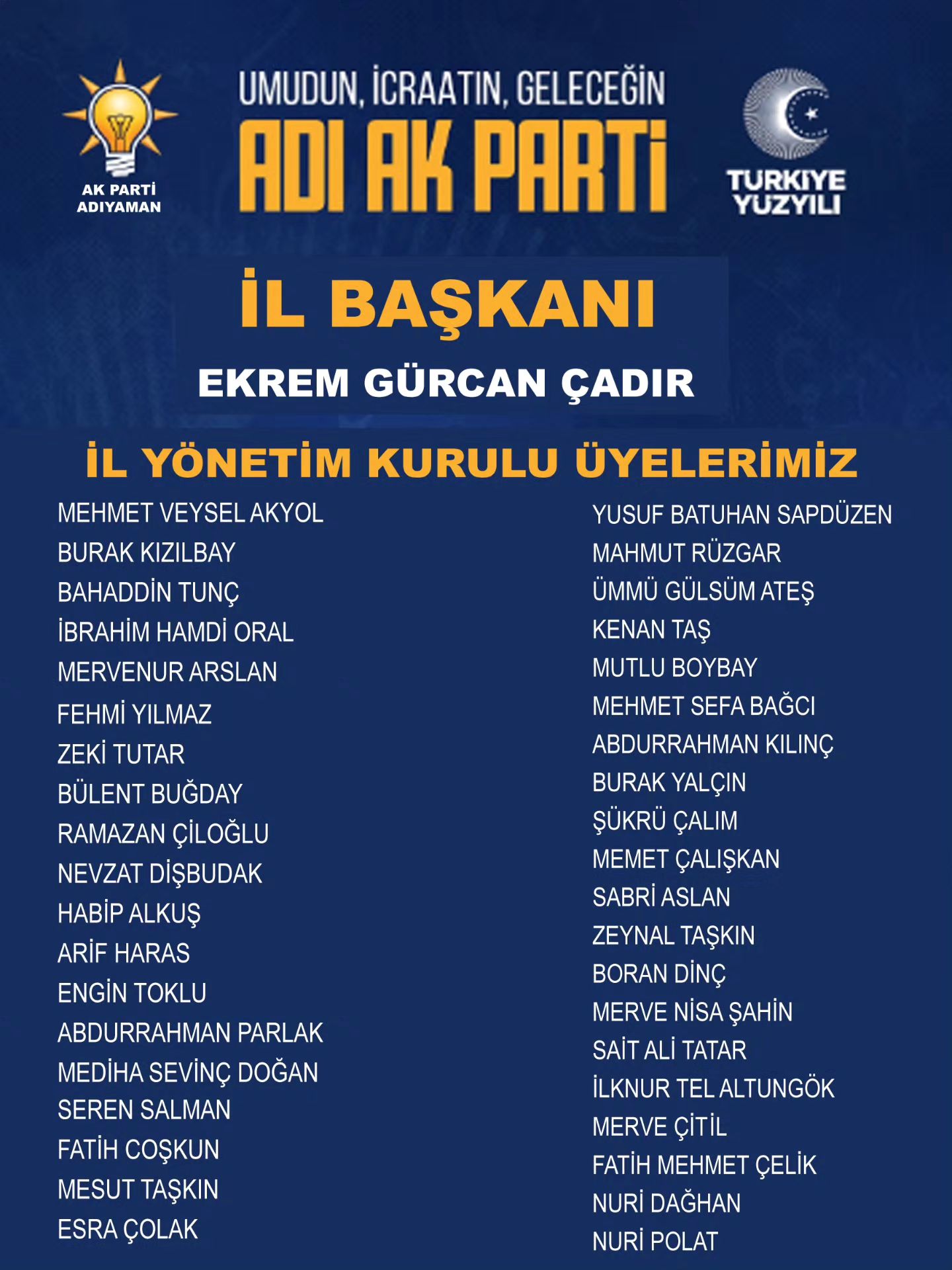 Ak Parti Yönetim Adıyaman