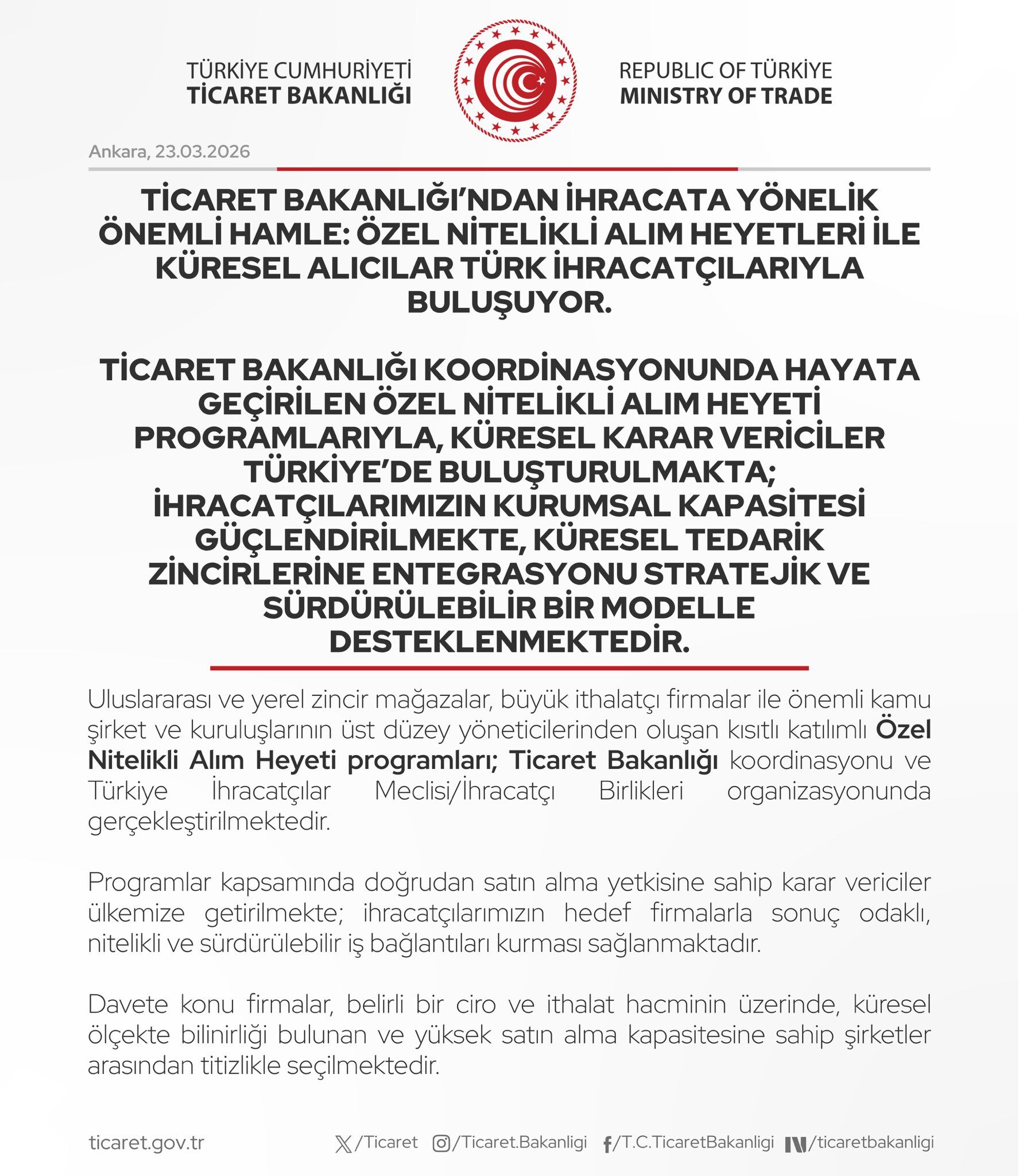 Ticaret Bakanlığı Ihracat