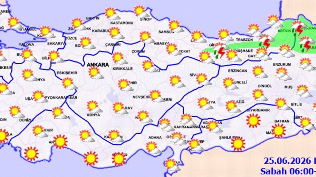 25 Haziran 2026 Da Hava Sicakligi Normallerin Uzerinde
