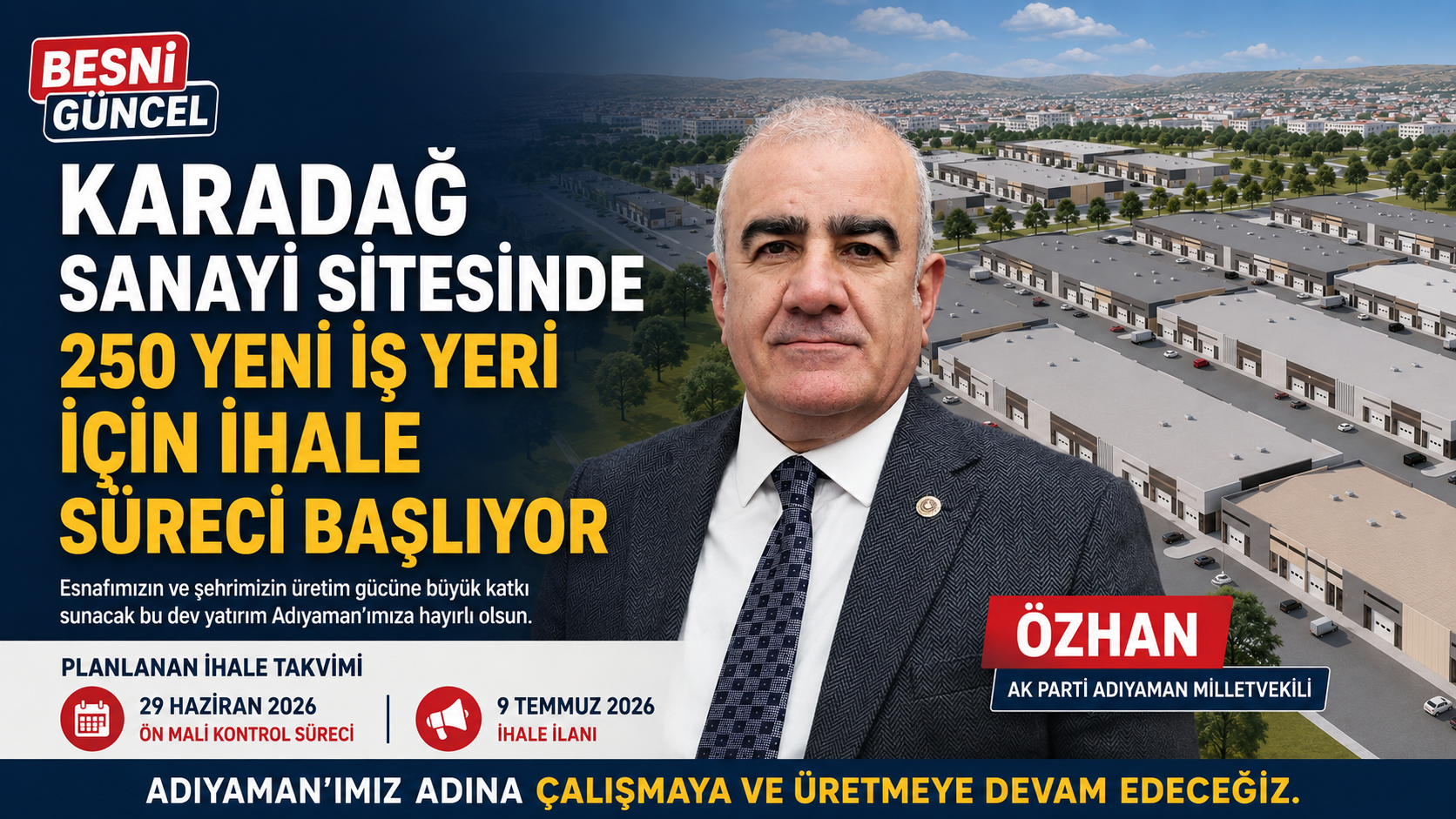 Adıyaman Karadağ Küçük Sanayi Sitesi Projesi Kapsamında 250 Yeni Iş Yerinin Yapımı Için Ihale Süreci Başlatılıyor. 1