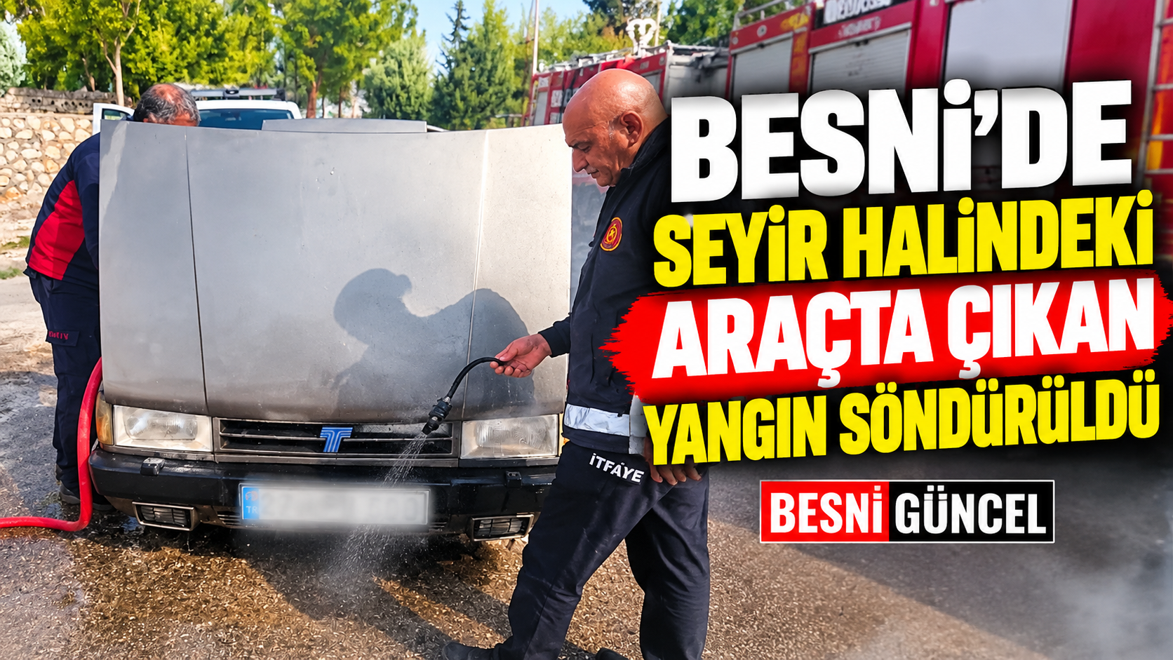 Besni Kurşunlu Camii Köprüsü’nde Araç Yangını