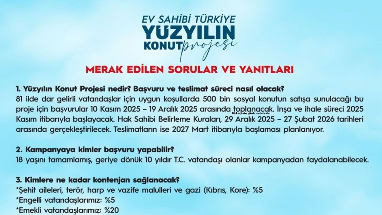 Bakanlık, Yüzyılın Konut Projesi sorularını yanıtladı