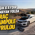 Yaklaşık 6 aydır onarılmayan yolda araç şarampole savruldu