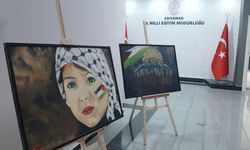 Öğrencilerin Filistin temalı eserleri sergilendi