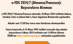 e-YDS 2024/7 (Almanca/Fransızca): Başvuruları Başladı