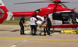 90 yaşındaki hasta ambulans helikopter ile hastaneye sevk edildi