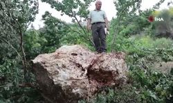 Taşocağından 10 tonluk devasa kaya düştü