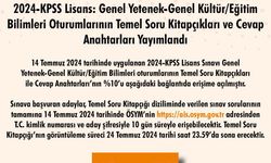 2024-KPSS Lisans:Temel Soru Kitapçıkları ve Cevap Anahtarları Yayımlandı