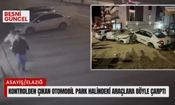 Otomobil park halindeki araçlara böyle çarptı