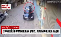 Otomobilin camını kıran şahıs, alarm çalınca kaçtı