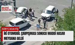 İki otomobil çarpışması sonucu maddi hasar meydana geldi