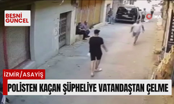 Polisten kaçan şüpheliye vatandaştan çelme