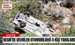 Besni'de devrilen otomobildeki 4 kişi yaralandı