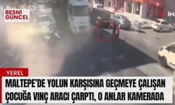 Yolun karşısına geçmeye çalışan çocuğa vinç aracı çarptı!