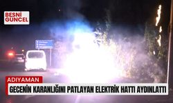 Gecenin karanlığını patlayan elektrik hattı aydınlattı