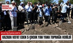 Kazada vefat eden 5 çocuk yan yana toprağa verildi