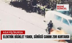 Elektrik bisiklet yandı, sürücü canını zor kurtardı