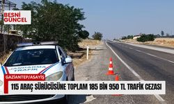 115 araç sürücüsüne toplam 185 bin 950 TL trafik cezası