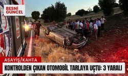 Kahta'da kontrolden çıkan otomobil tarlaya uçtu: 3 yaralı