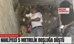 Sıkmak istediği halat kopunca nakliyeci 5 metrelik boşluğa düştü