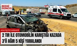 2 Tır ile otomobilin karıştığı kazada 3'ü ağır 5 kişi yaralandı