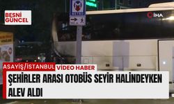 Şehirler arası otobüs seyir halindeyken alev aldı