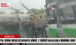 Yol verme meselesi kavgaya döndü, 2 sürücü kalaslarla birbirine girdi