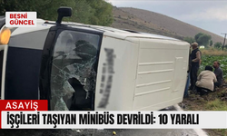 İşçileri taşıyan minibüs devrildi: 10 yaralı