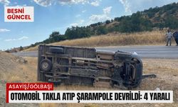 Gölbaşı'nda otomobil takla atıp şarampole devrildi: 4 yaralı