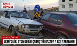 Besni'de iki otomobilin çarpıştığı kazada 4 kişi yaralandı