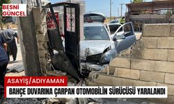 Bahçe duvarına çarpan otomobilin sürücüsü yaralandı