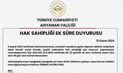 Hak sahipliği başvuruları için ek süre duyurusu