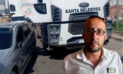 Kahta Belediyesi’ne ait çöp kamyonu kazaya karıştı