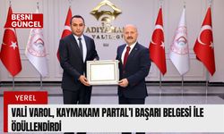 Vali Varol, Kaymakam Partal’ı Başarı Belgesi İle Ödüllendirdi