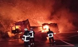 Şanlıurfa'da devrilen akaryakıt tankeri alev aldı
