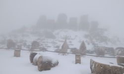 Nemrut Dağı beyaza büründü, heykeller kartpostallık görüntüler oluşturdu - Videolu Haber