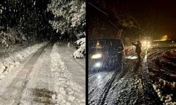 Bir anda gelen kış yol kapattı!