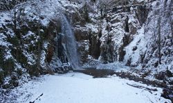 Çağlayandibi Şelalesi Tabiat Parkı beyaza büründü