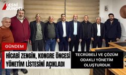 Hicabi Zengin, Kongre Öncesi Yönetim Listesini Açıkladı