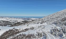 Samsun'da karla kaplanan Dürtmen Dağı görüntülendi
