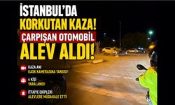 İstanbul'da Korkutan Kaza: Çarpışan Otomobil Alev Aldı