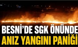 Besni'de SGK Önünde Anız Yangını Paniği