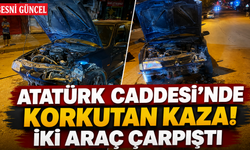 Besni’de Atatürk Caddesi’nde hareketli anlar! İki araç çarpıştı