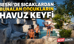 Besni’de Sıcaklardan Bunalan Çocukların Havuz Keyfi