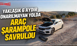 Yaklaşık 6 aydır onarılmayan yolda araç şarampole savruldu