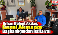 Erhan Bülent Akdağ, Besni Akınspor Başkanlığından İstifa Etti