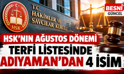 Adıyaman’da 4 Hâkim ve Savcı Terfi Listesinde