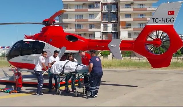 Yaralanan vatandaş helikopterle hastaneye kaldırıldı