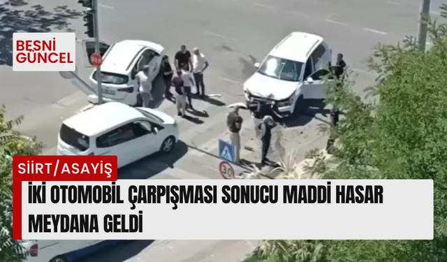 İki otomobil çarpışması sonucu maddi hasar meydana geldi