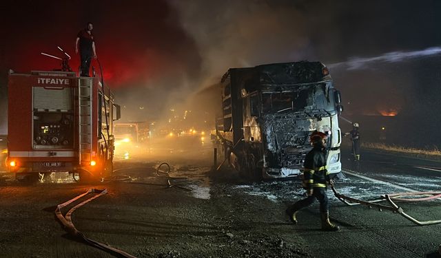 Tırda seyir halindeyken çıkan yangın söndürüldü